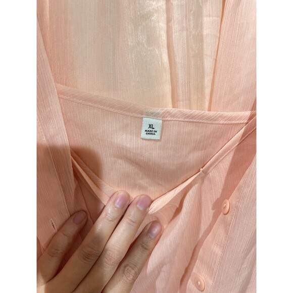 Uniqlo :C Women XL Sheer Volume Long Sleeve Blouse With Tank Top Pink NWT - Picture 7 of 10